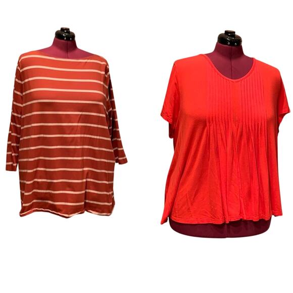 2 American Rag Ava & Viv Womens 3X Cotton Rayon Blend 3/4 & Short Sleeve Tops - Picture 1 of 11
